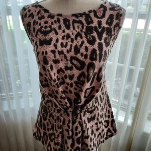 SU & LOLA SLEEVELESS ANIMAL PRINT PLEATED FRONT TOP